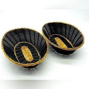 Set of 2 baskets dark dark navy blue (almost black) & gold bread or decorative